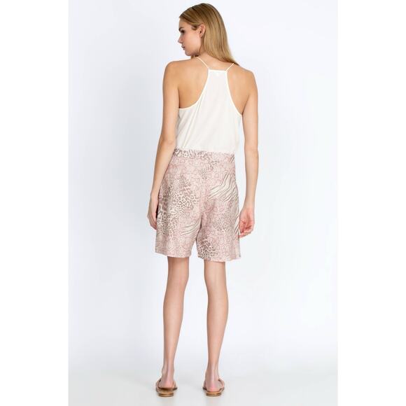 JOHNNY WAS Jayla Linen Animal Print Short Womens Medium High Rise Pull On Pleat - Picture 2 of 16